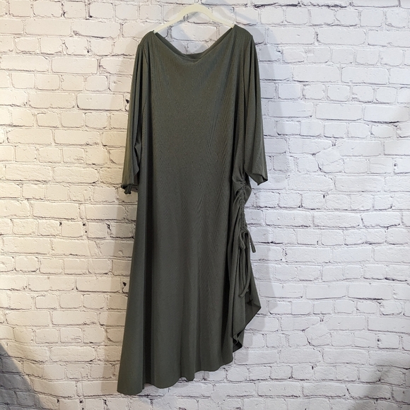 Torrid Midi Rib Asymmetrical Green Dress - Picture 5 of 7